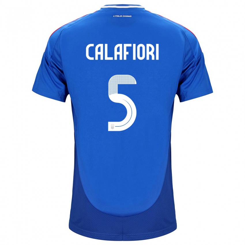 Homem Camisola Itália Riccardo Calafiori #5 Azul Principal 24-26 Camisa