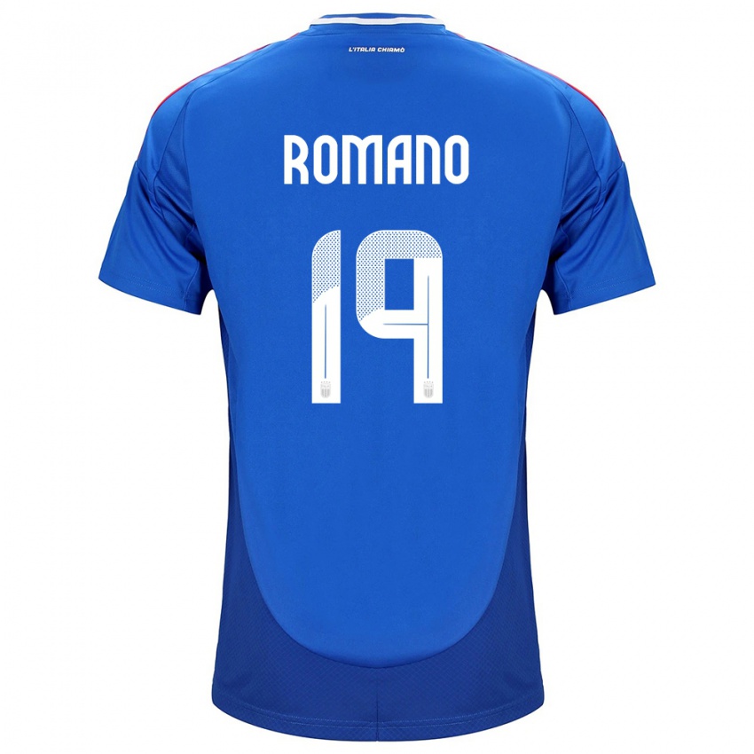 Homem Camisola Itália Marco Romano #19 Azul Principal 24-26 Camisa