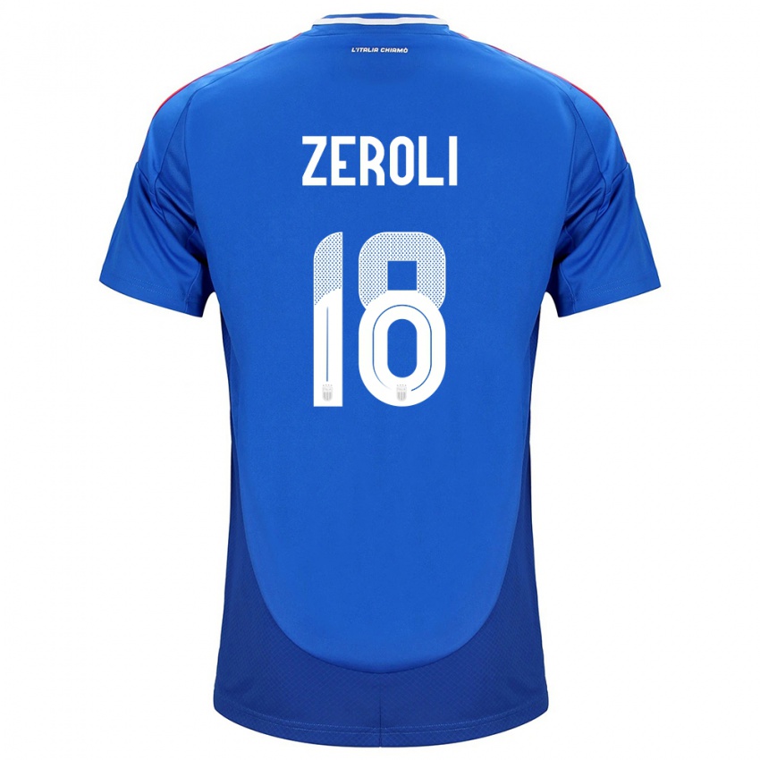 Homem Camisola Itália Kevin Zeroli #18 Azul Principal 24-26 Camisa