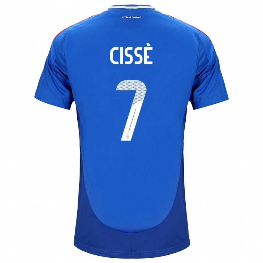 Homem Camisola Itália Alphadjo Cissè #7 Azul Principal 24-26 Camisa