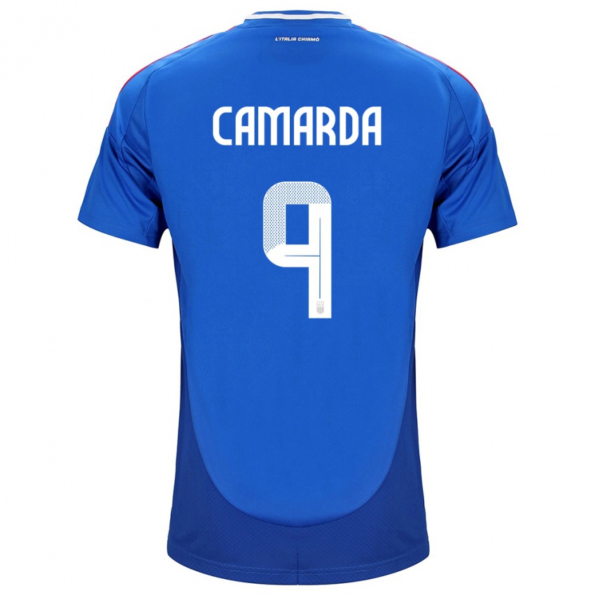 Homem Camisola Itália Francesco Camarda #9 Azul Principal 24-26 Camisa