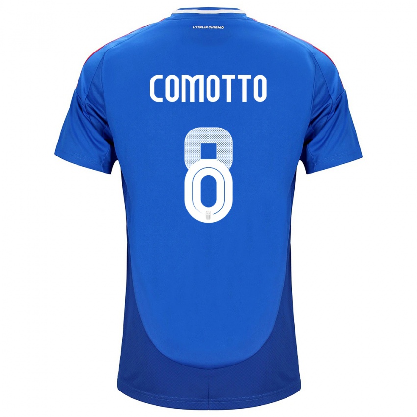 Homem Camisola Itália Christian Comotto #8 Azul Principal 24-26 Camisa