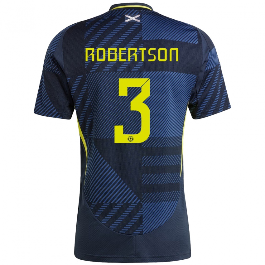 Homem Camisola Escócia Andrew Robertson #3 Azul Escuro Principal 24-26 Camisa