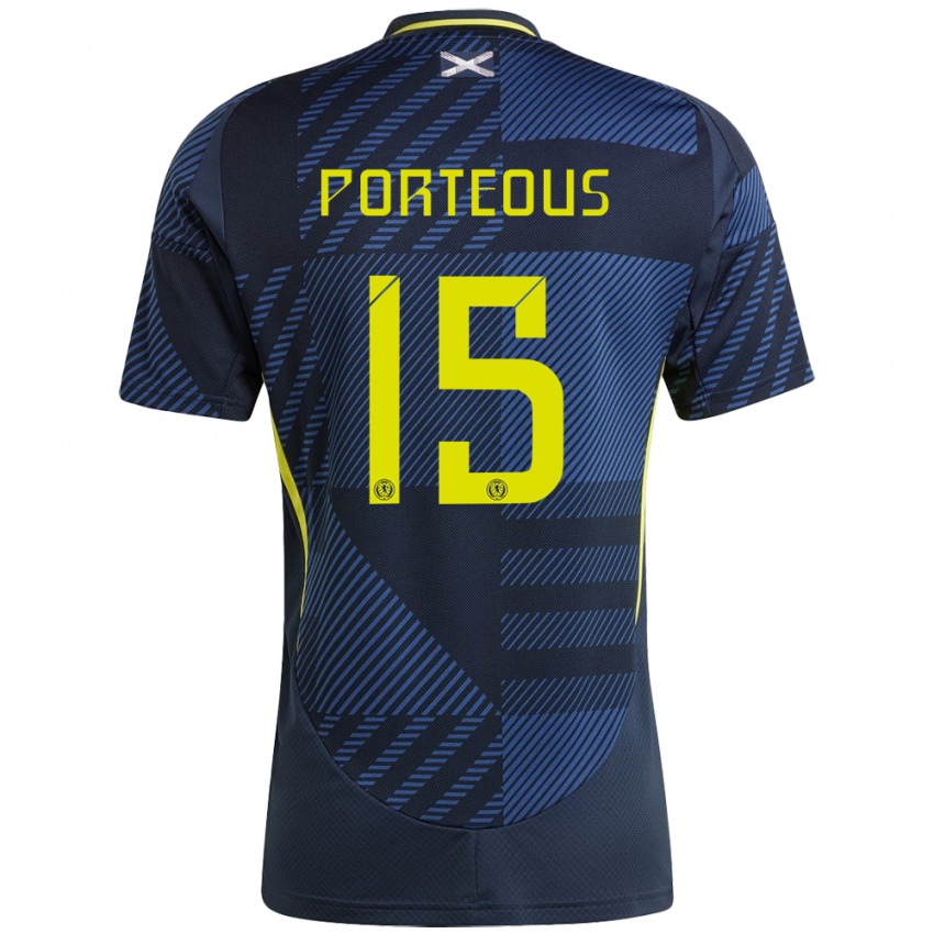 Homem Camisola Escócia Ryan Porteous #15 Azul Escuro Principal 24-26 Camisa