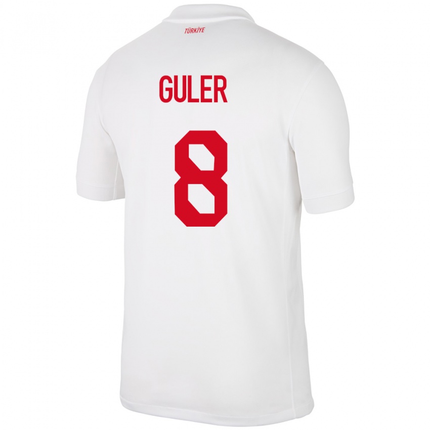 Homem Camisola Turquia Arda Güler #8 Branco Principal 24-26 Camisa