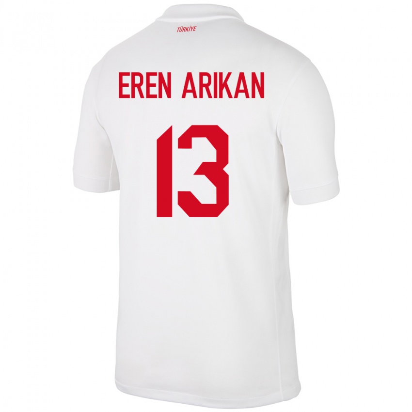 Homem Camisola Turquia Muhammed Eren Arıkan #13 Branco Principal 24-26 Camisa