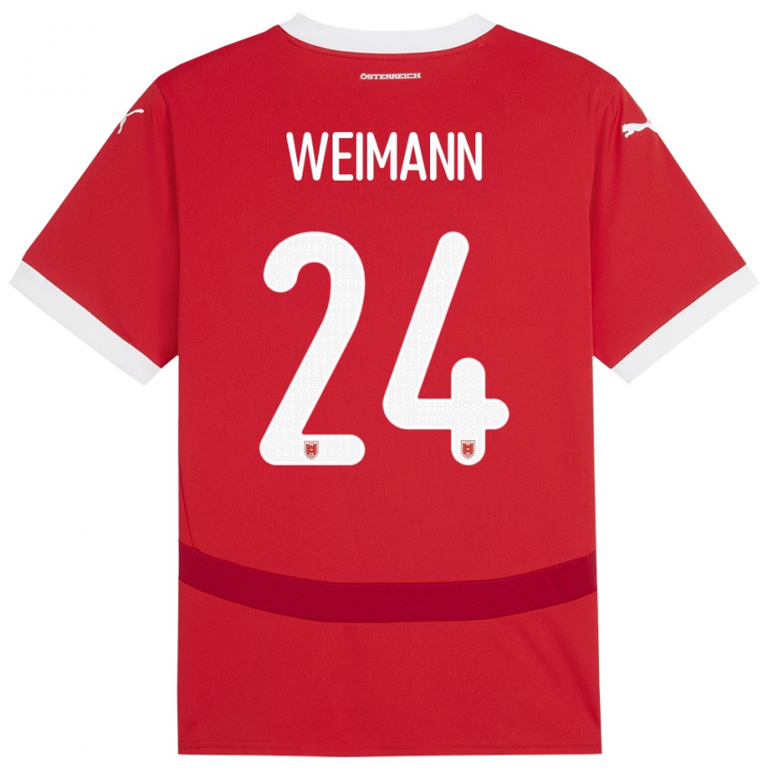 Homem Camisola Áustria Andreas Weimann #24 Vermelho Principal 24-26 Camisa