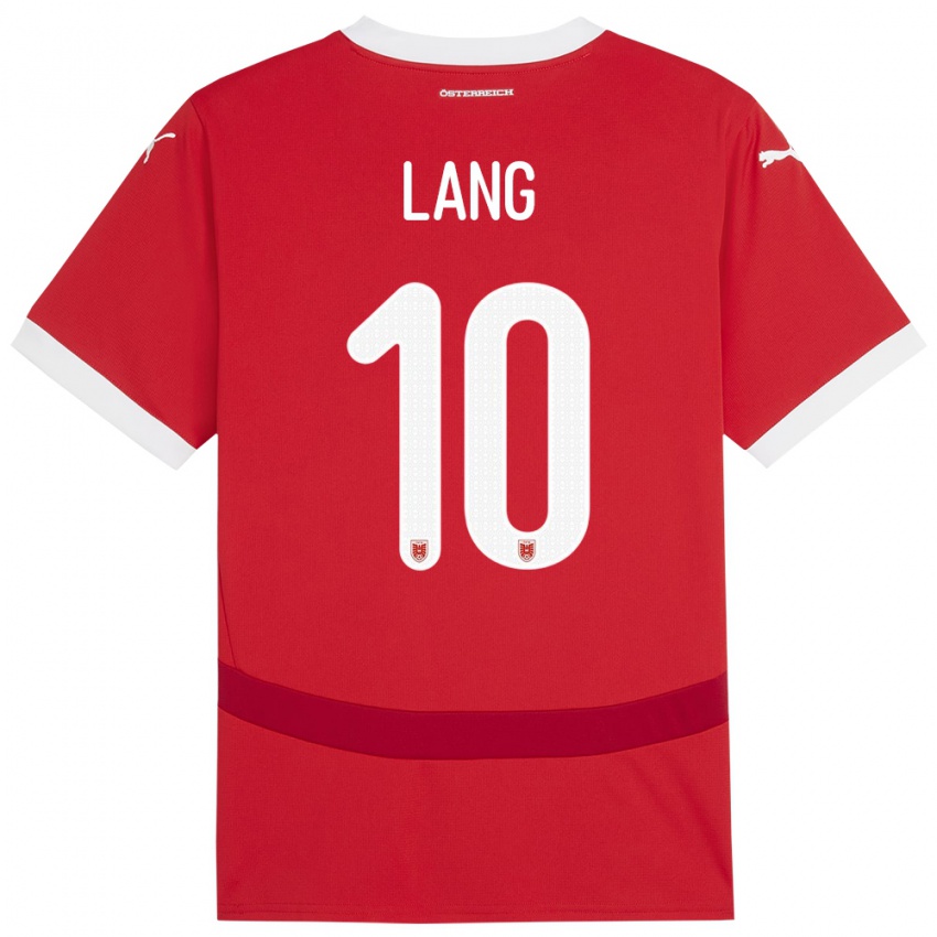 Homem Camisola Áustria Christoph Lang #10 Vermelho Principal 24-26 Camisa