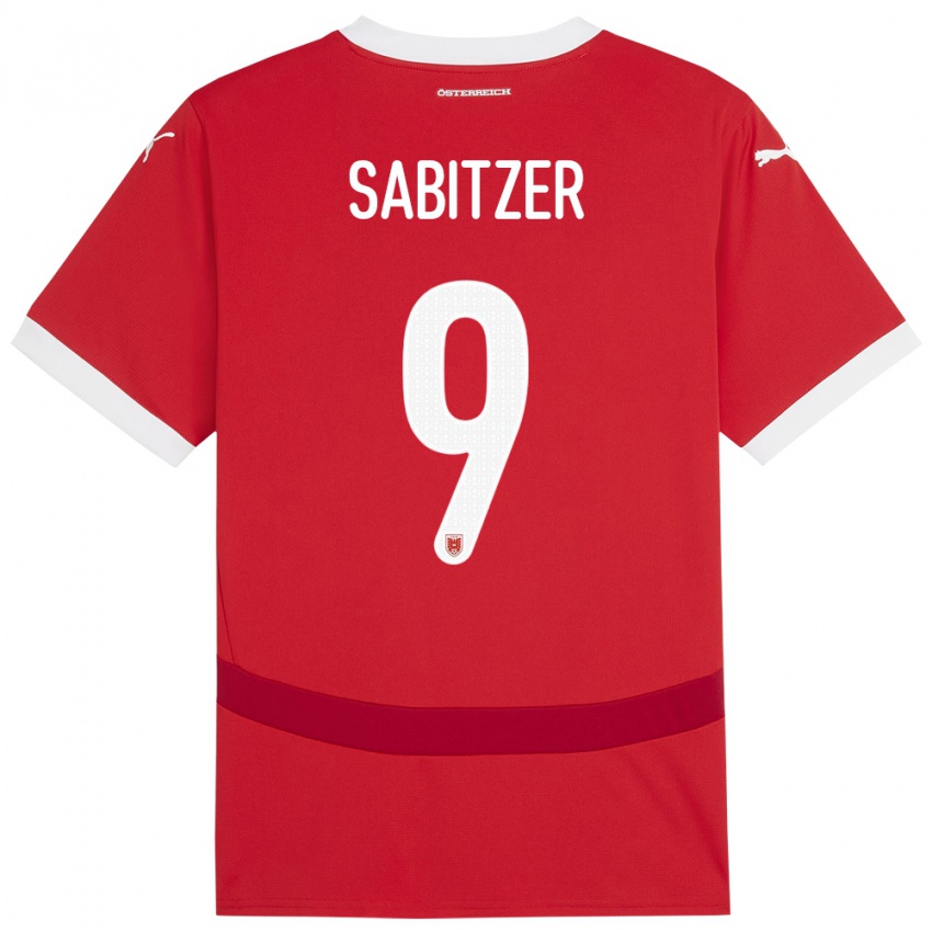 Homem Camisola Áustria Marcel Sabitzer #9 Vermelho Principal 24-26 Camisa