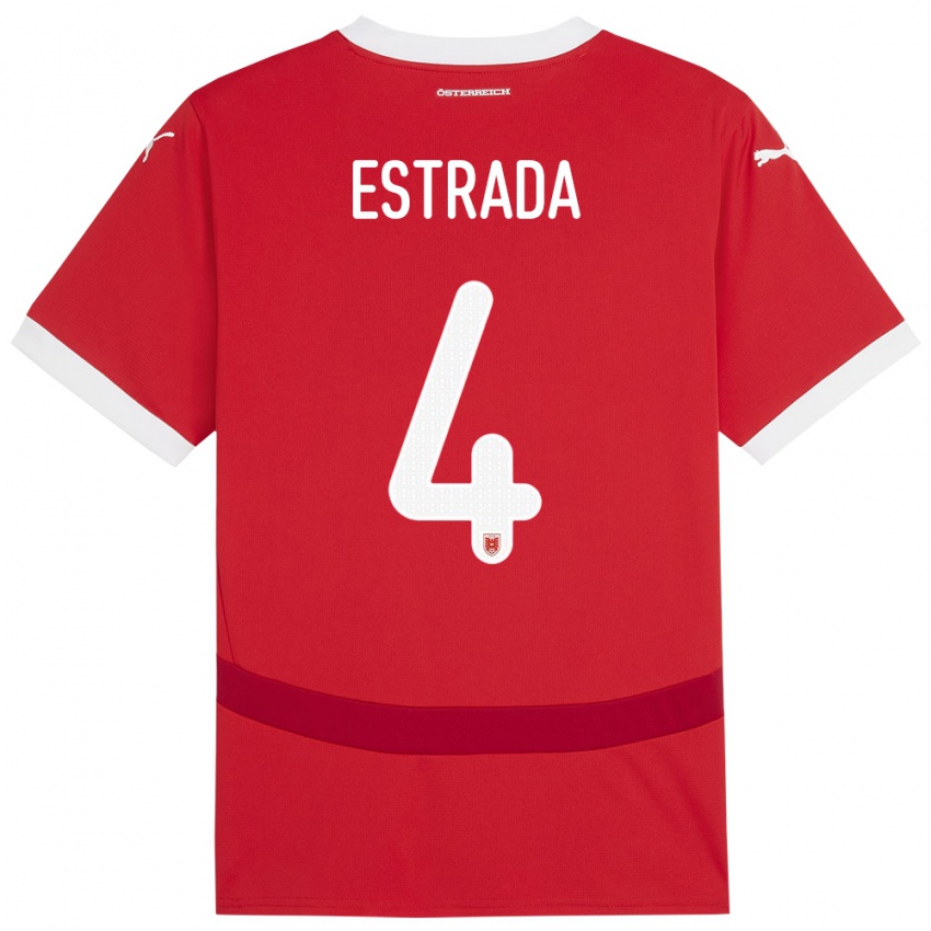 Homem Camisola Áustria Pascal Estrada #4 Vermelho Principal 24-26 Camisa