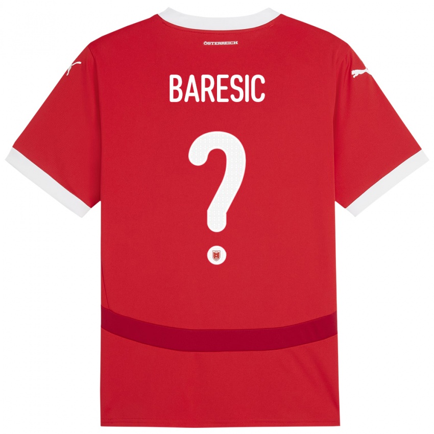 Homem Camisola Áustria Leon Baresic #0 Vermelho Principal 24-26 Camisa