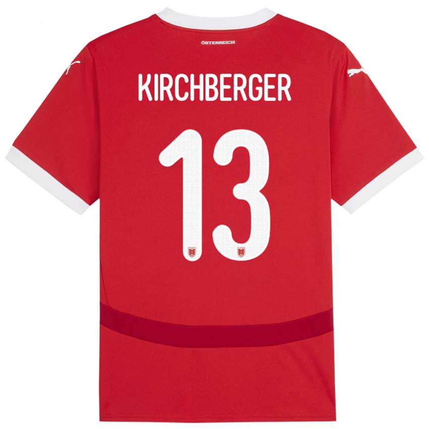 Homem Camisola Áustria Virginia Kirchberger #13 Vermelho Principal 24-26 Camisa