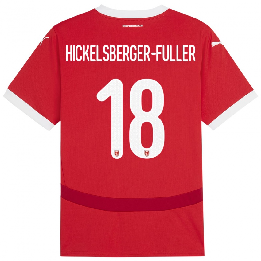 Homem Camisola Áustria Julia Hickelsberger-Füller #18 Vermelho Principal 24-26 Camisa