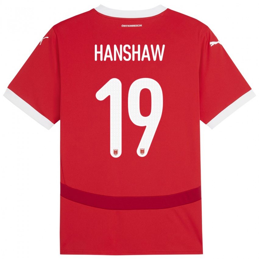 Homem Camisola Áustria Verena Hanshaw #19 Vermelho Principal 24-26 Camisa