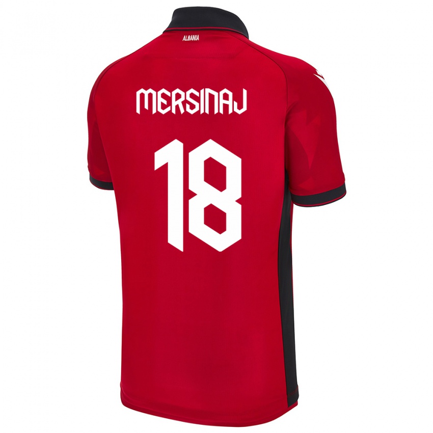 Homem Camisola Albânia Jon Mersinaj #18 Vermelho Principal 24-26 Camisa