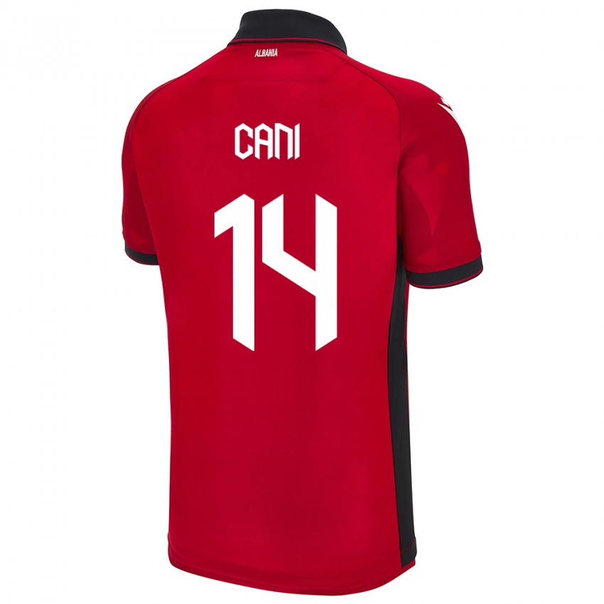 Homem Camisola Albânia Gabrian Cani #14 Vermelho Principal 24-26 Camisa