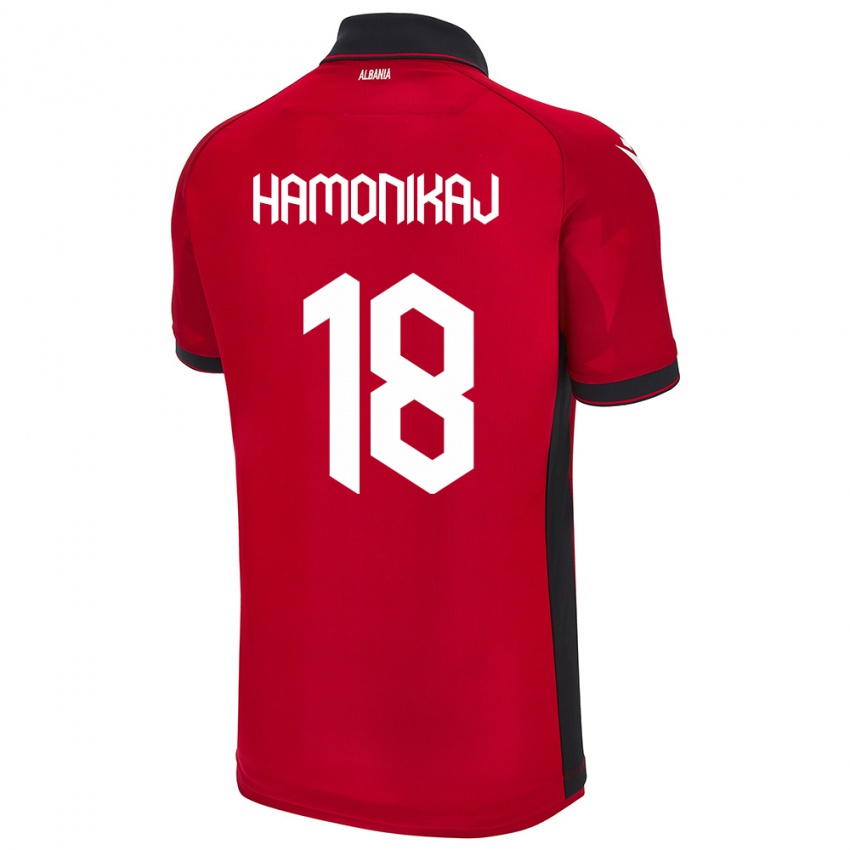 Homem Camisola Albânia Klea Hamonikaj #18 Vermelho Principal 24-26 Camisa
