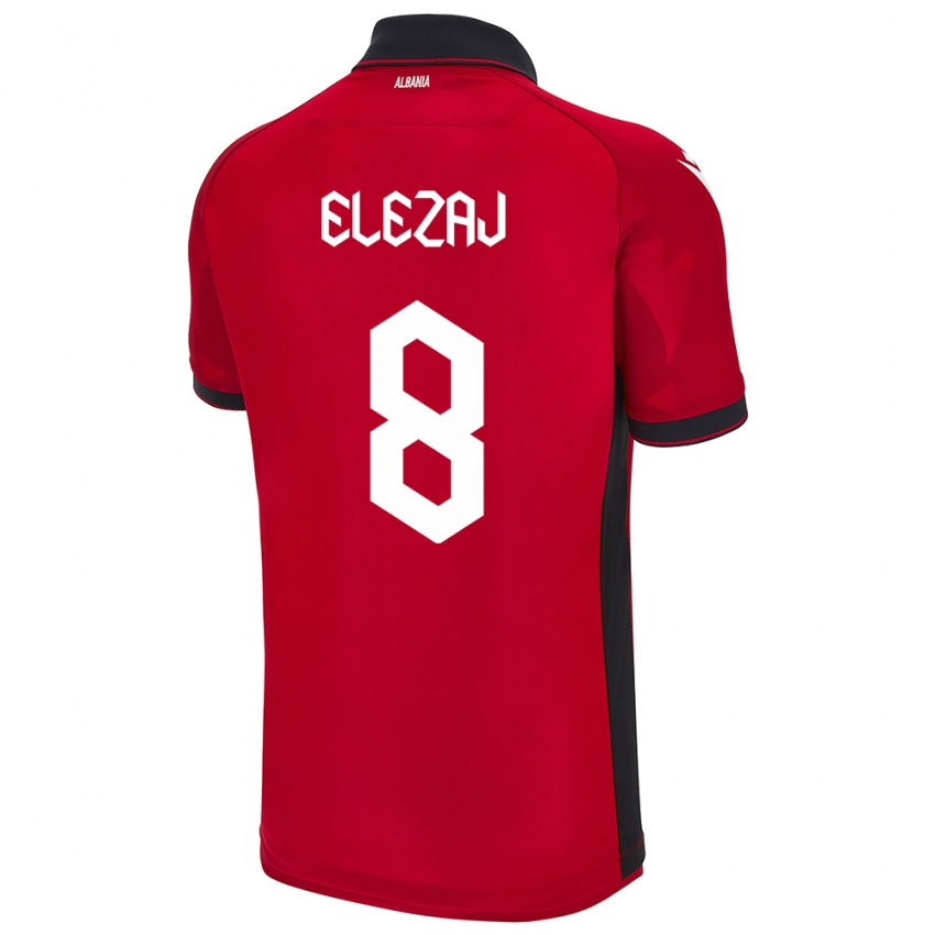 Homem Camisola Albânia Endrina Elezaj #8 Vermelho Principal 24-26 Camisa