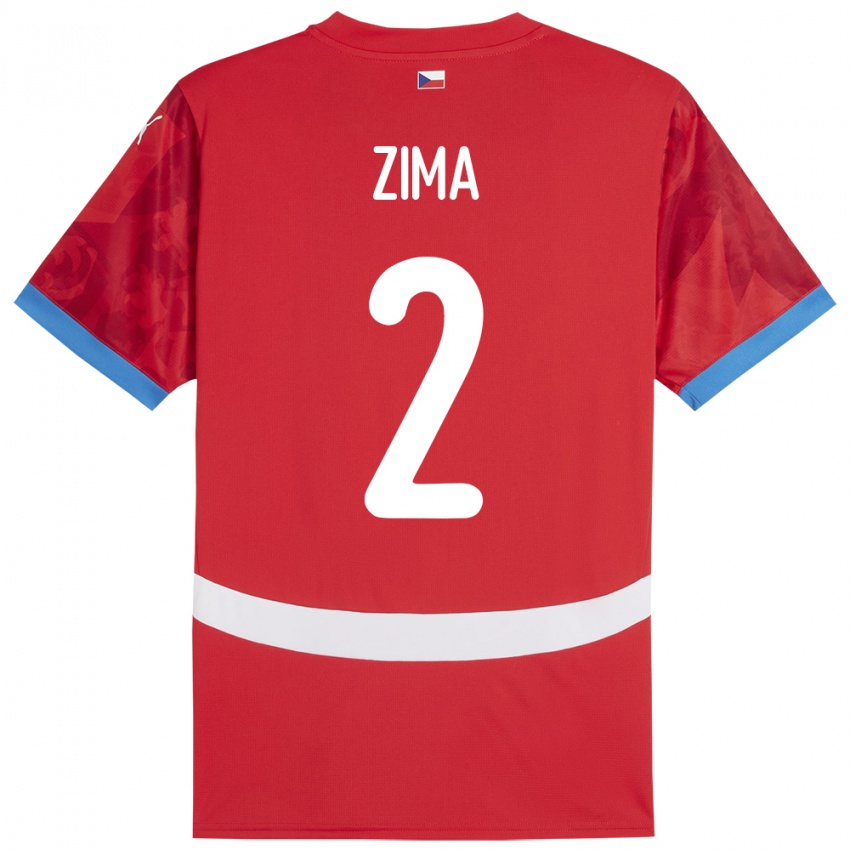 Homem Camisola República Checa David Zima #2 Vermelho Principal 24-26 Camisa