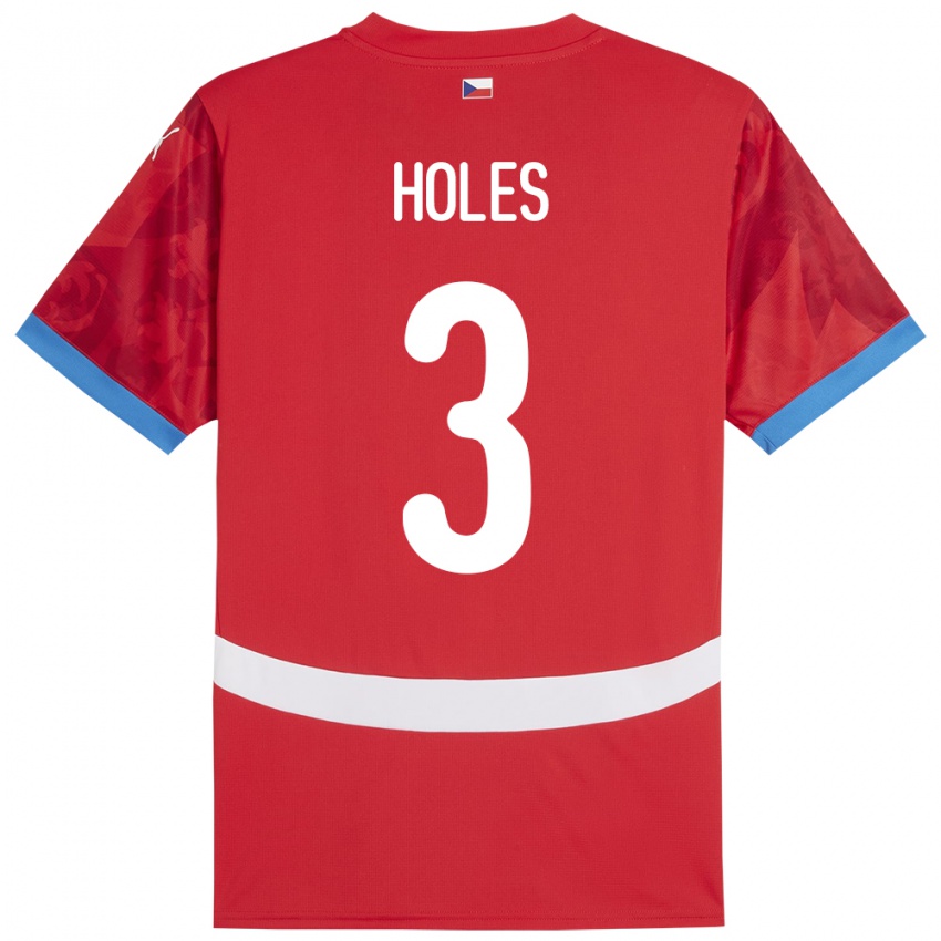 Homem Camisola República Checa Tomas Holes #3 Vermelho Principal 24-26 Camisa