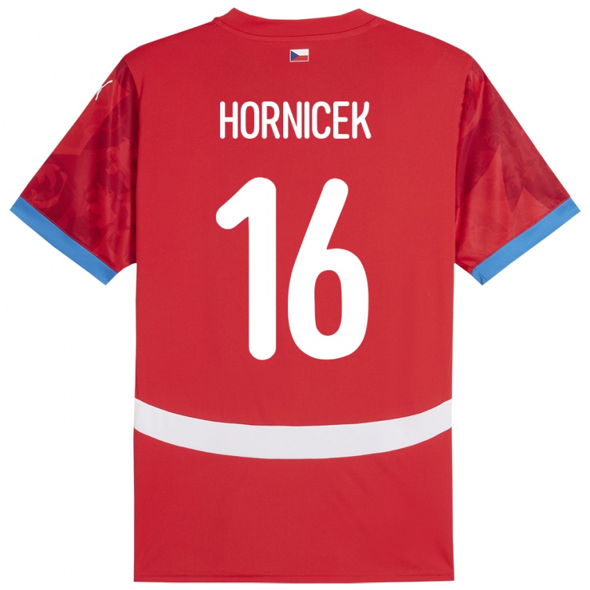 Homem Camisola República Checa Lukas Hornicek #16 Vermelho Principal 24-26 Camisa