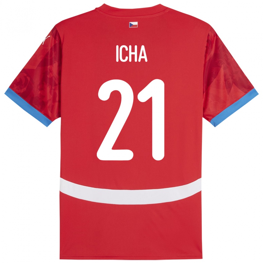 Homem Camisola República Checa Marek Icha #21 Vermelho Principal 24-26 Camisa