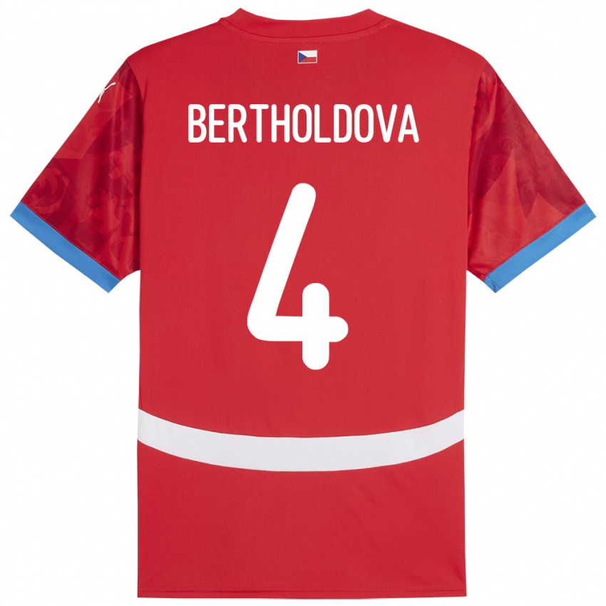 Homem Camisola República Checa Petra Bertholdová #4 Vermelho Principal 24-26 Camisa