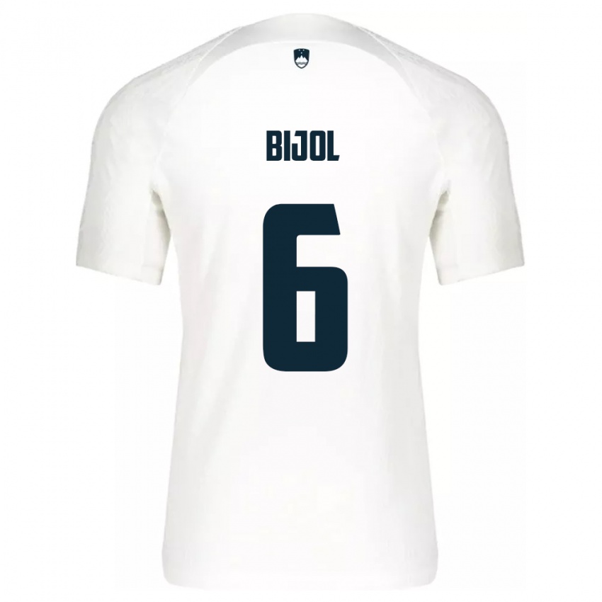 Homem Camisola Eslovênia Jaka Bijol #6 Branco Principal 24-26 Camisa