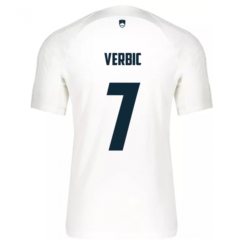 Homem Camisola Eslovênia Benjamin Verbic #7 Branco Principal 24-26 Camisa