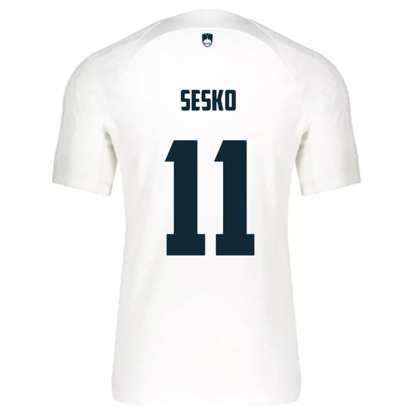 Homem Camisola Eslovênia Benjamin Sesko #11 Branco Principal 24-26 Camisa