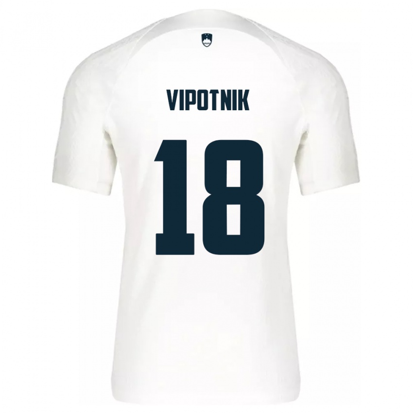 Homem Camisola Eslovênia Zan Vipotnik #18 Branco Principal 24-26 Camisa