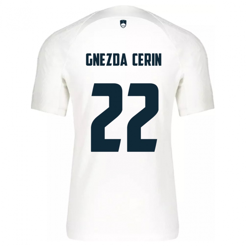 Homem Camisola Eslovênia Adam Gnezda Cerin #22 Branco Principal 24-26 Camisa