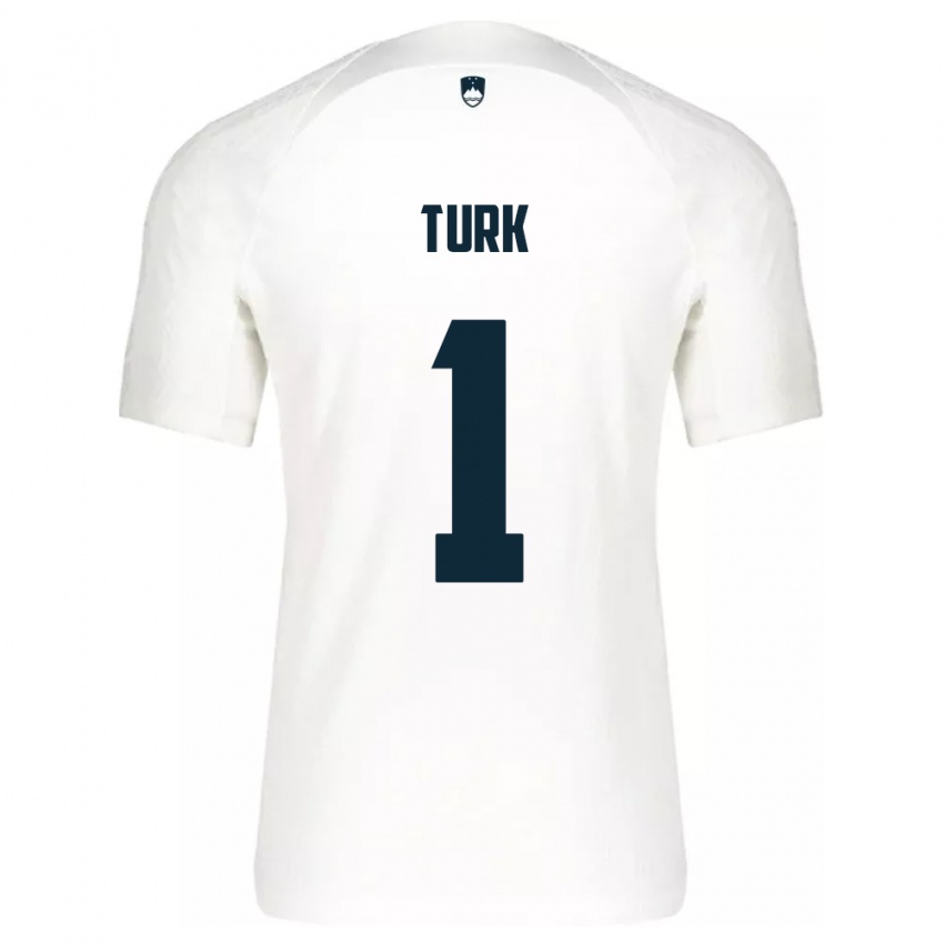 Homem Camisola Eslovênia Martin Turk #1 Branco Principal 24-26 Camisa