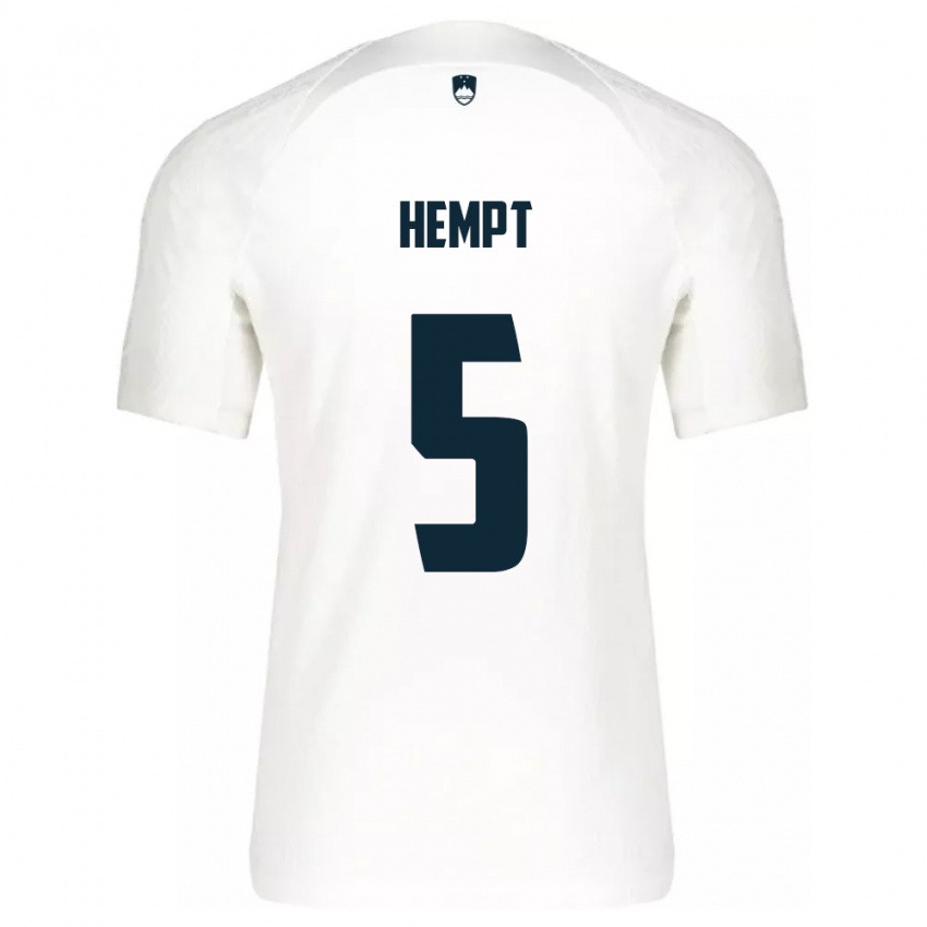 Homem Camisola Eslovênia Lukas Hempt #5 Branco Principal 24-26 Camisa