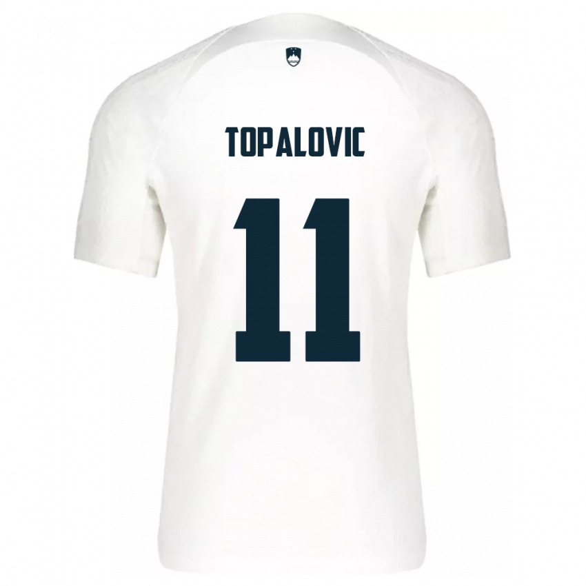 Homem Camisola Eslovênia Luka Topalovic #11 Branco Principal 24-26 Camisa