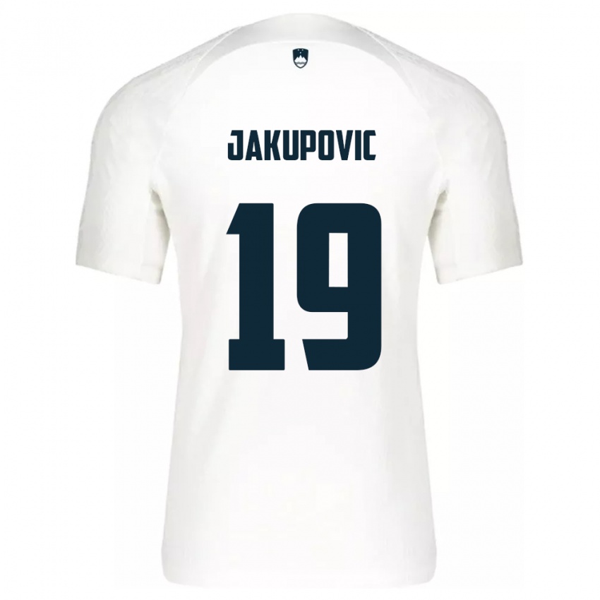 Homem Camisola Eslovênia Aldin Jakupovic #19 Branco Principal 24-26 Camisa