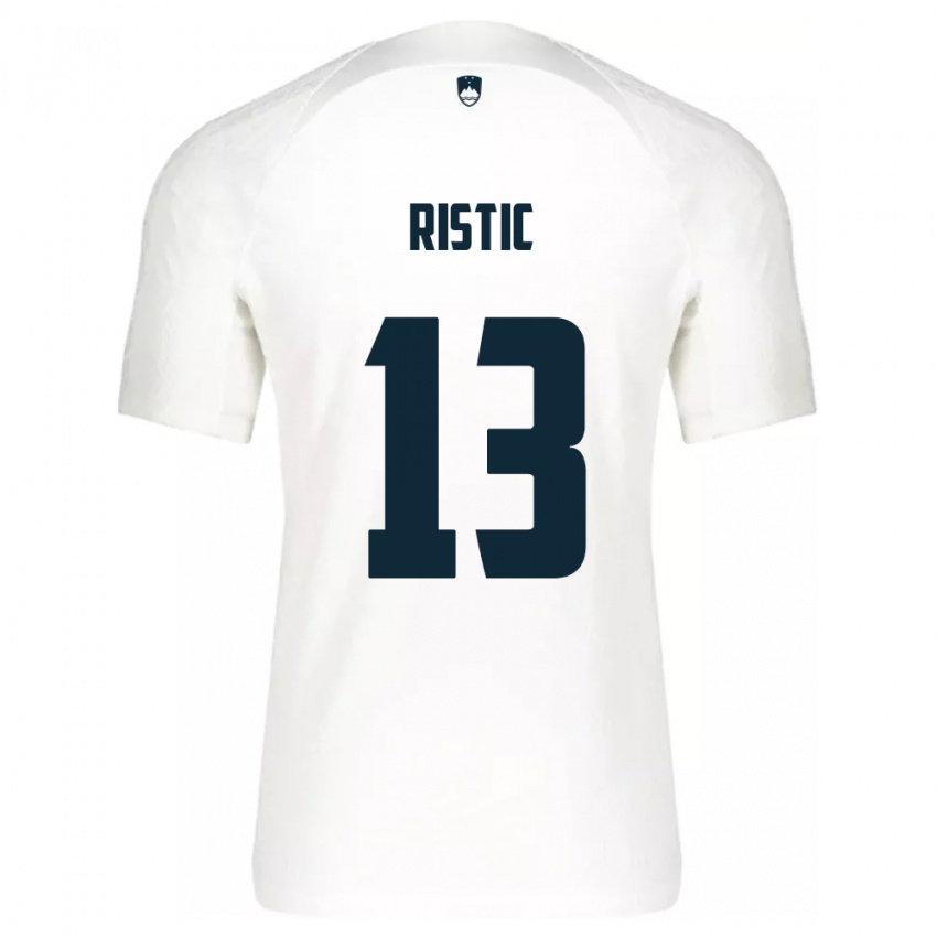 Homem Camisola Eslovênia Aleks Ristic #13 Branco Principal 24-26 Camisa