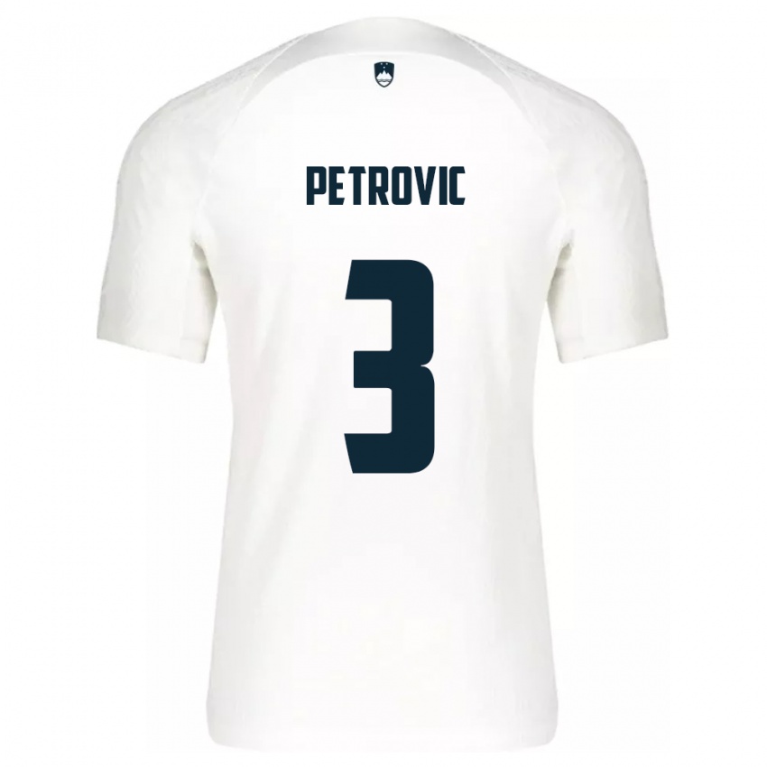 Homem Camisola Eslovênia Zan Petrovic #3 Branco Principal 24-26 Camisa