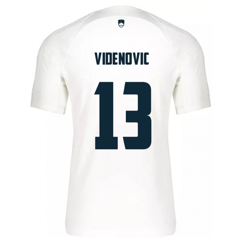 Homem Camisola Eslovênia Denis Videnovic #13 Branco Principal 24-26 Camisa