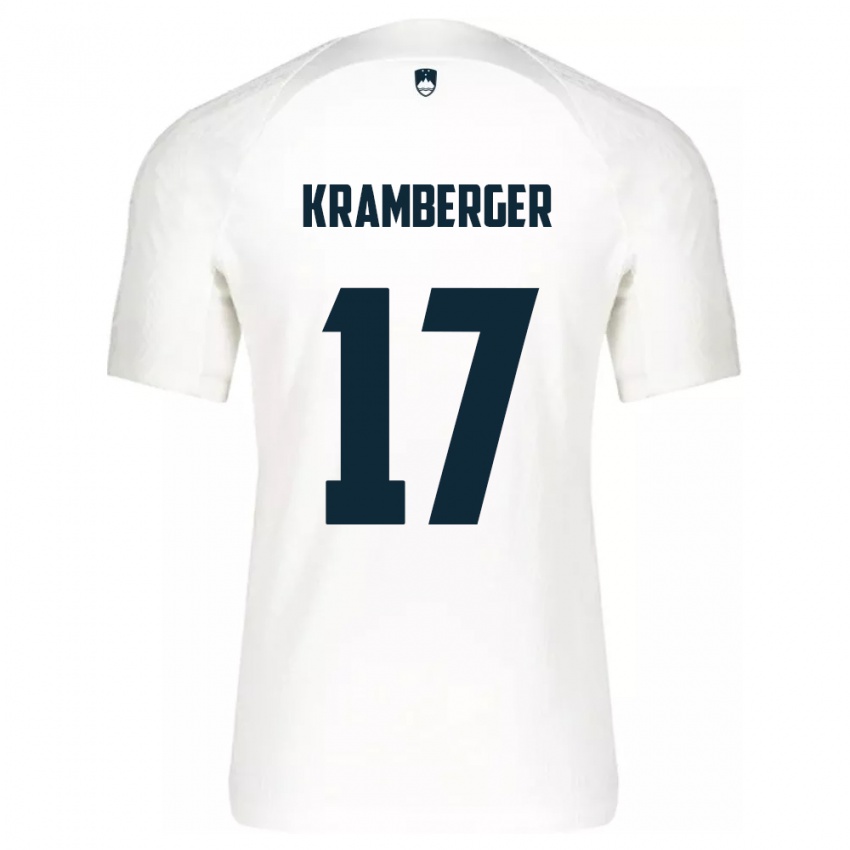 Homem Camisola Eslovênia Enej Kramberger #17 Branco Principal 24-26 Camisa