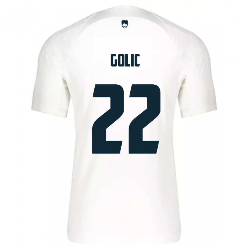Homem Camisola Eslovênia Tilen Golic #22 Branco Principal 24-26 Camisa