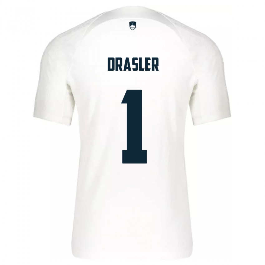 Homem Camisola Eslovênia Iztok Drasler #1 Branco Principal 24-26 Camisa