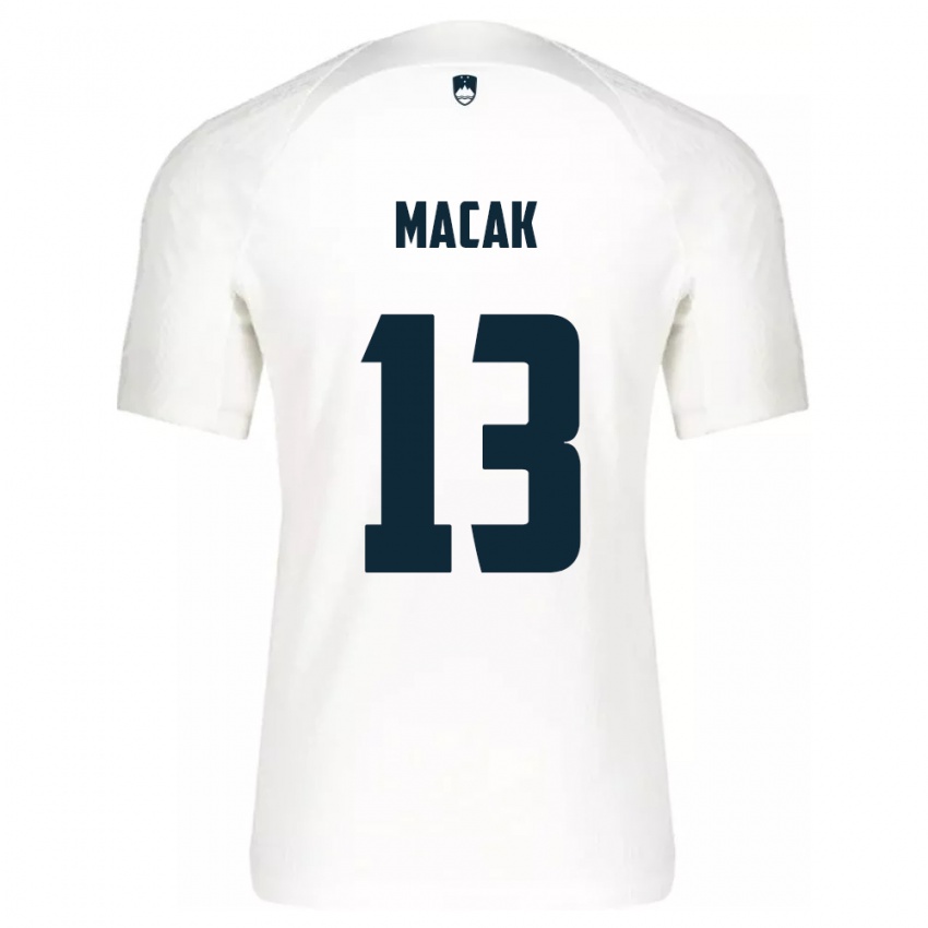 Homem Camisola Eslovênia Tian Macak #13 Branco Principal 24-26 Camisa