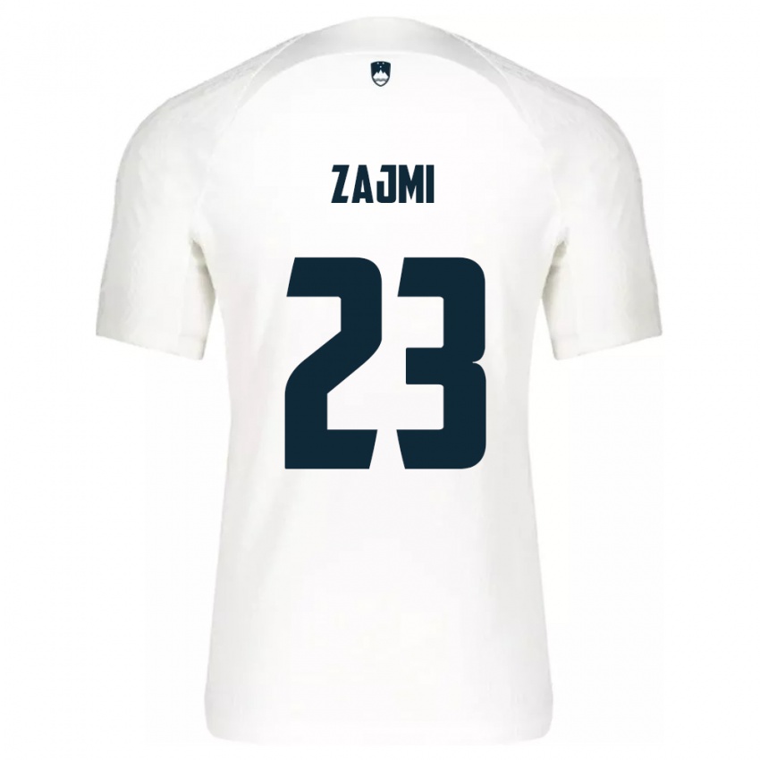 Homem Camisola Eslovênia Luana Zajmi #23 Branco Principal 24-26 Camisa