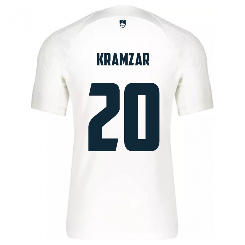 Homem Camisola Eslovênia Zara Kramžar #20 Branco Principal 24-26 Camisa