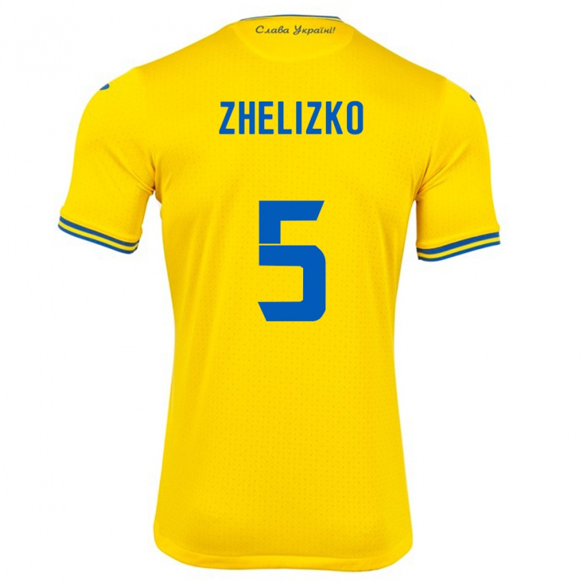 Homem Camisola Ucrânia Ivan Zhelizko #5 Amarelo Principal 24-26 Camisa