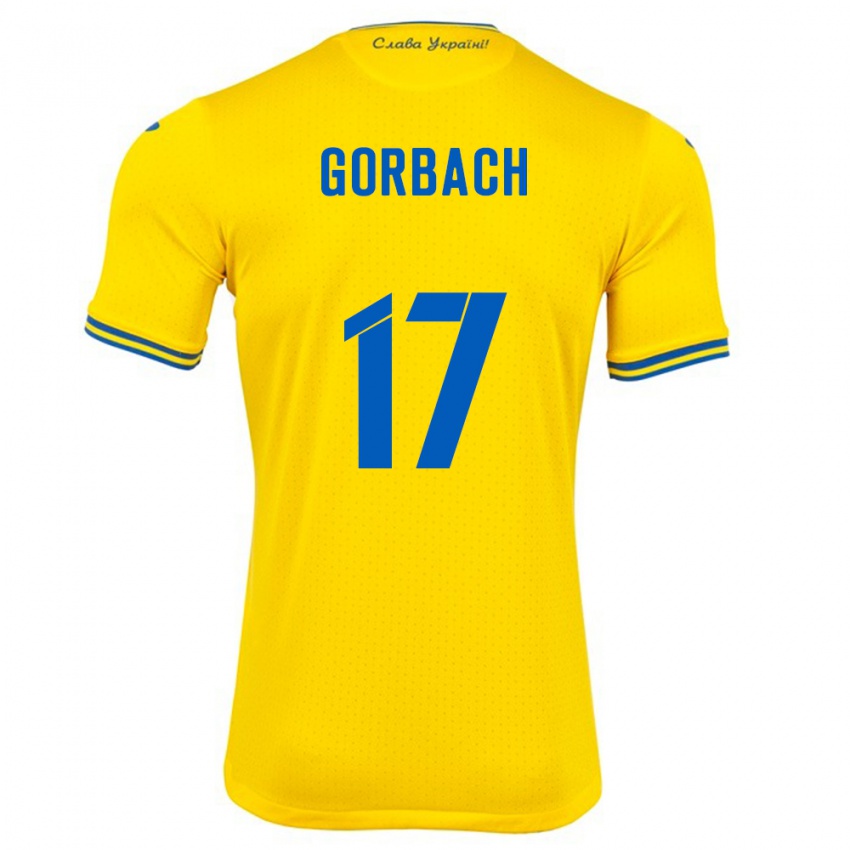 Homem Camisola Ucrânia Igor Gorbach #17 Amarelo Principal 24-26 Camisa