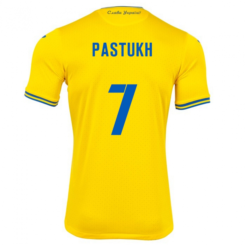 Homem Camisola Ucrânia Yevgeniy Pastukh #7 Amarelo Principal 24-26 Camisa