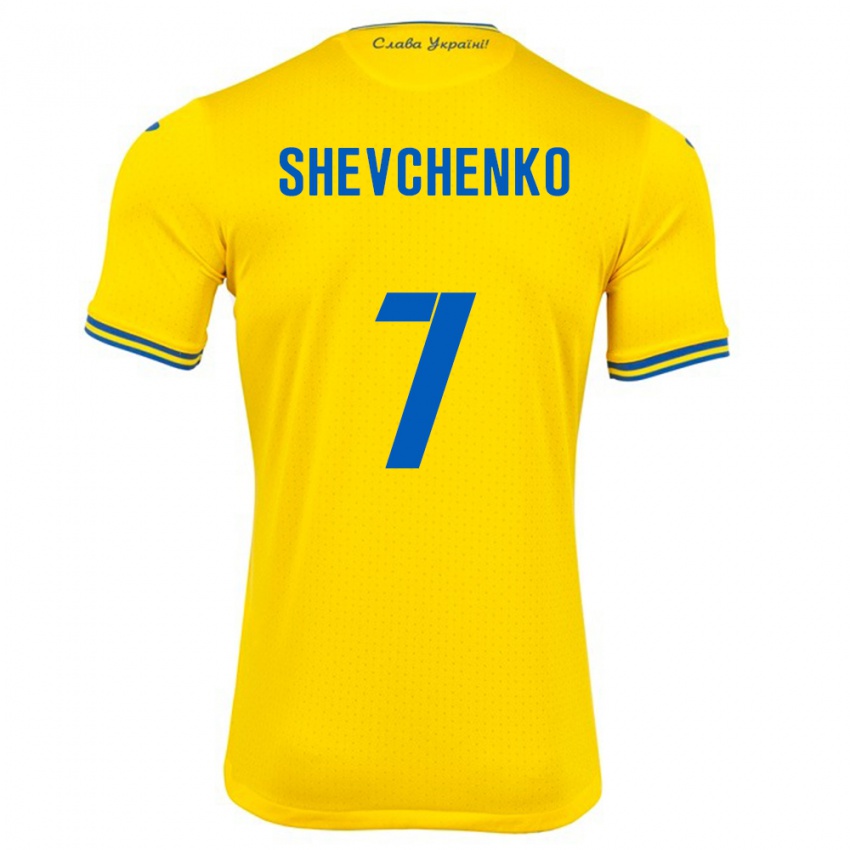 Homem Camisola Ucrânia Kristian Shevchenko #7 Amarelo Principal 24-26 Camisa