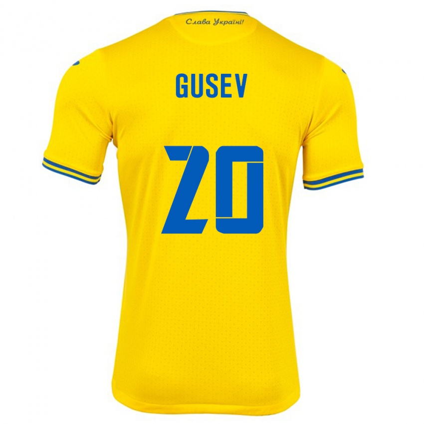 Homem Camisola Ucrânia Oleksiy Gusev #20 Amarelo Principal 24-26 Camisa